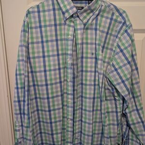 Izod Blue & Green Plaid Button-Down Shirt